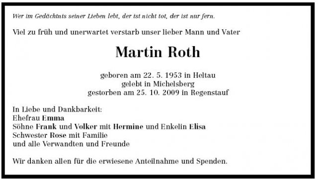 Roth Martin 1953-2009Todesanzeige